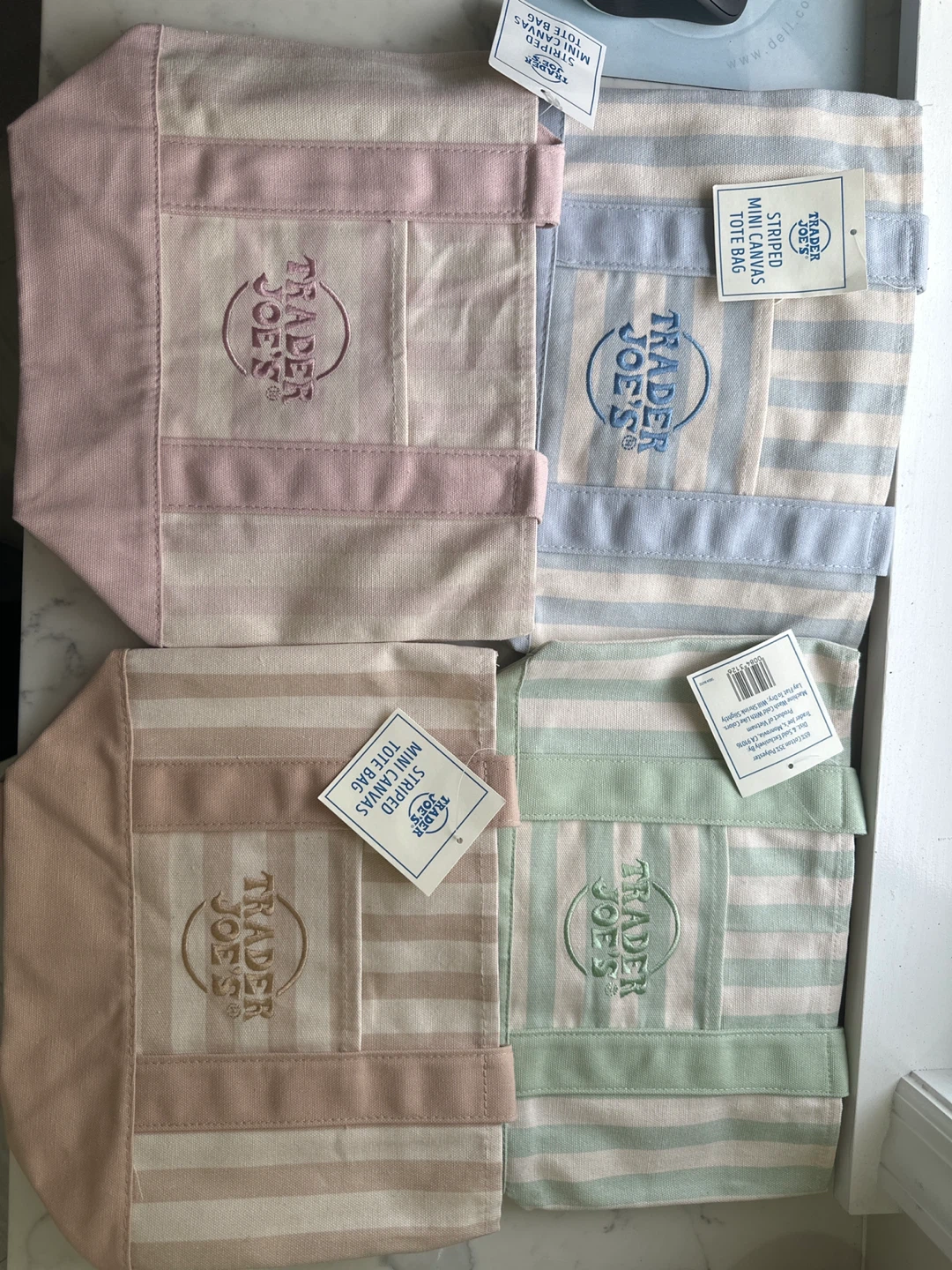 ⚽️ Trader Joe's Striped Mini Canvas Tote Bag