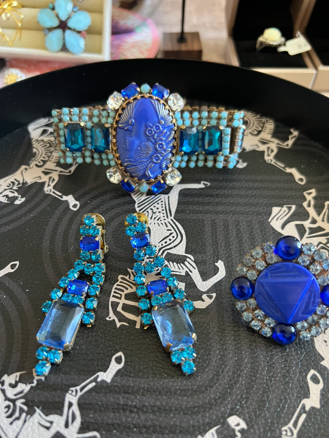Sparkling Blue Rhinestone Statement Jewelry Set