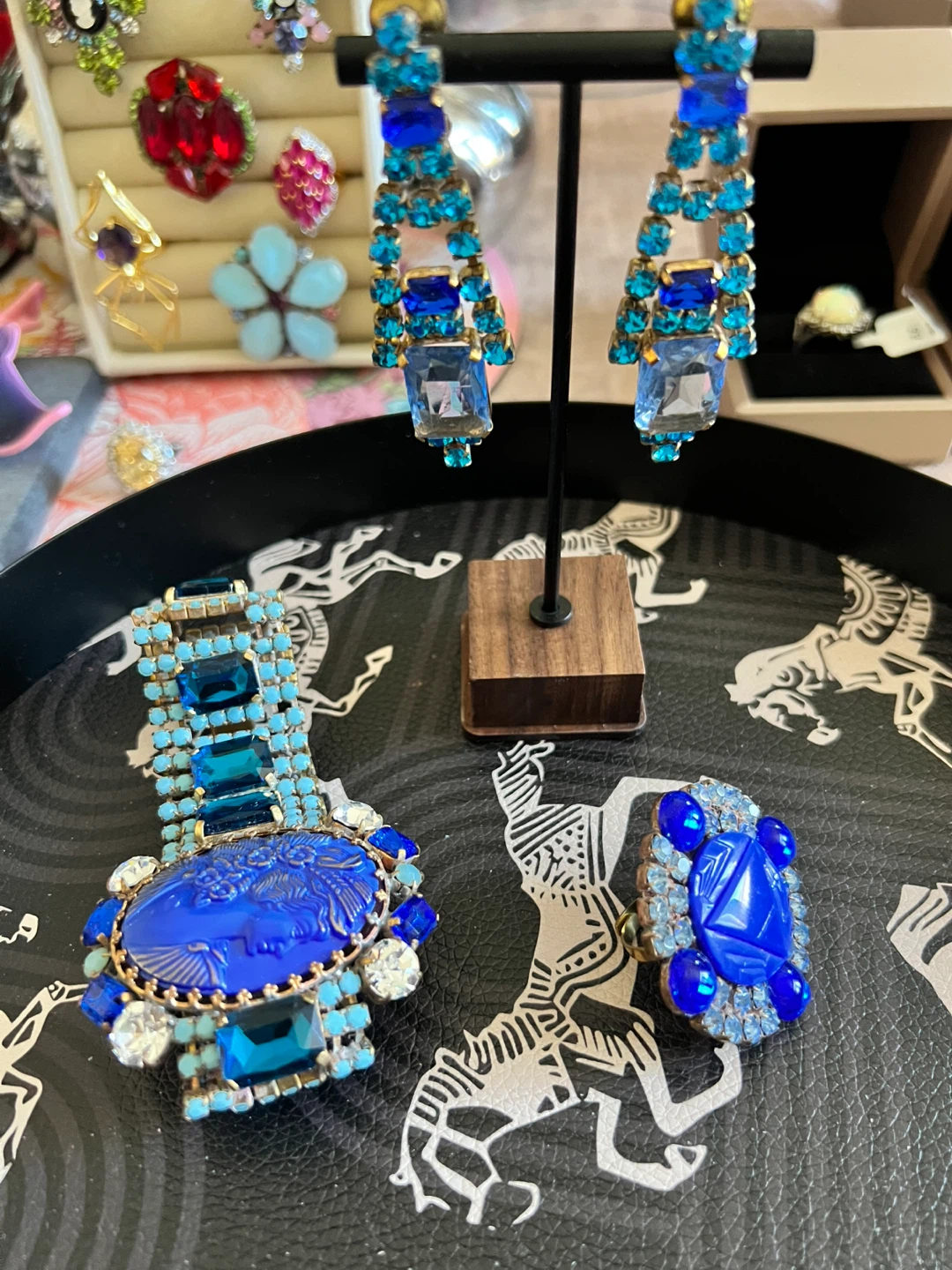 Sparkling Blue Rhinestone Statement Jewelry Set - photo 4