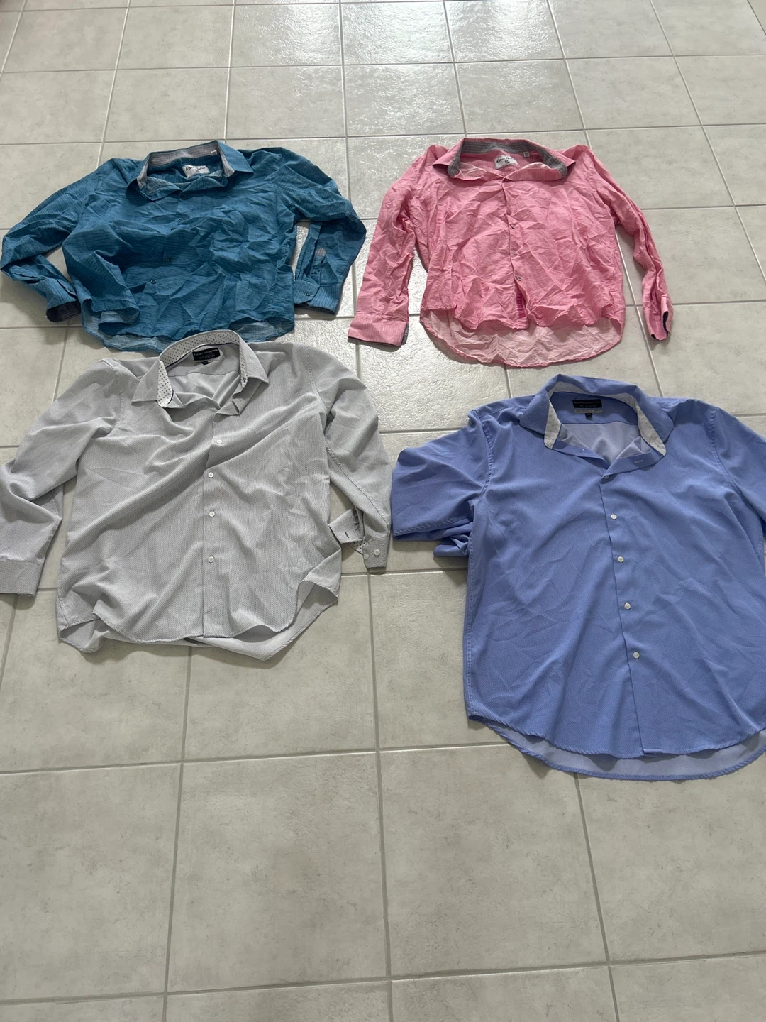 Men's Dress Shirts Blue, Pink, Grey, Light Blue)
