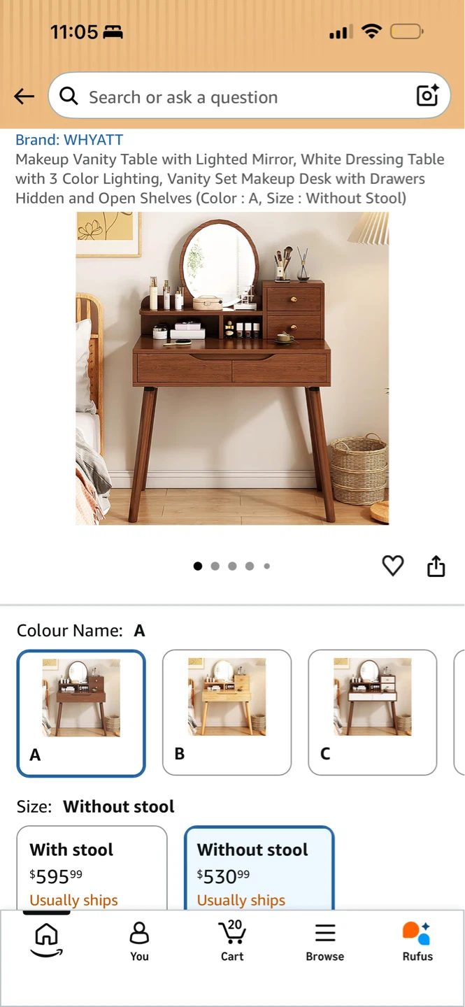 Makeup Vanity Table with Lighted Mirror - photo 2