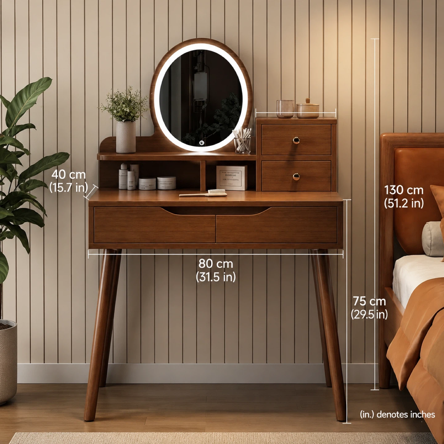 Makeup Vanity Table with Lighted Mirror