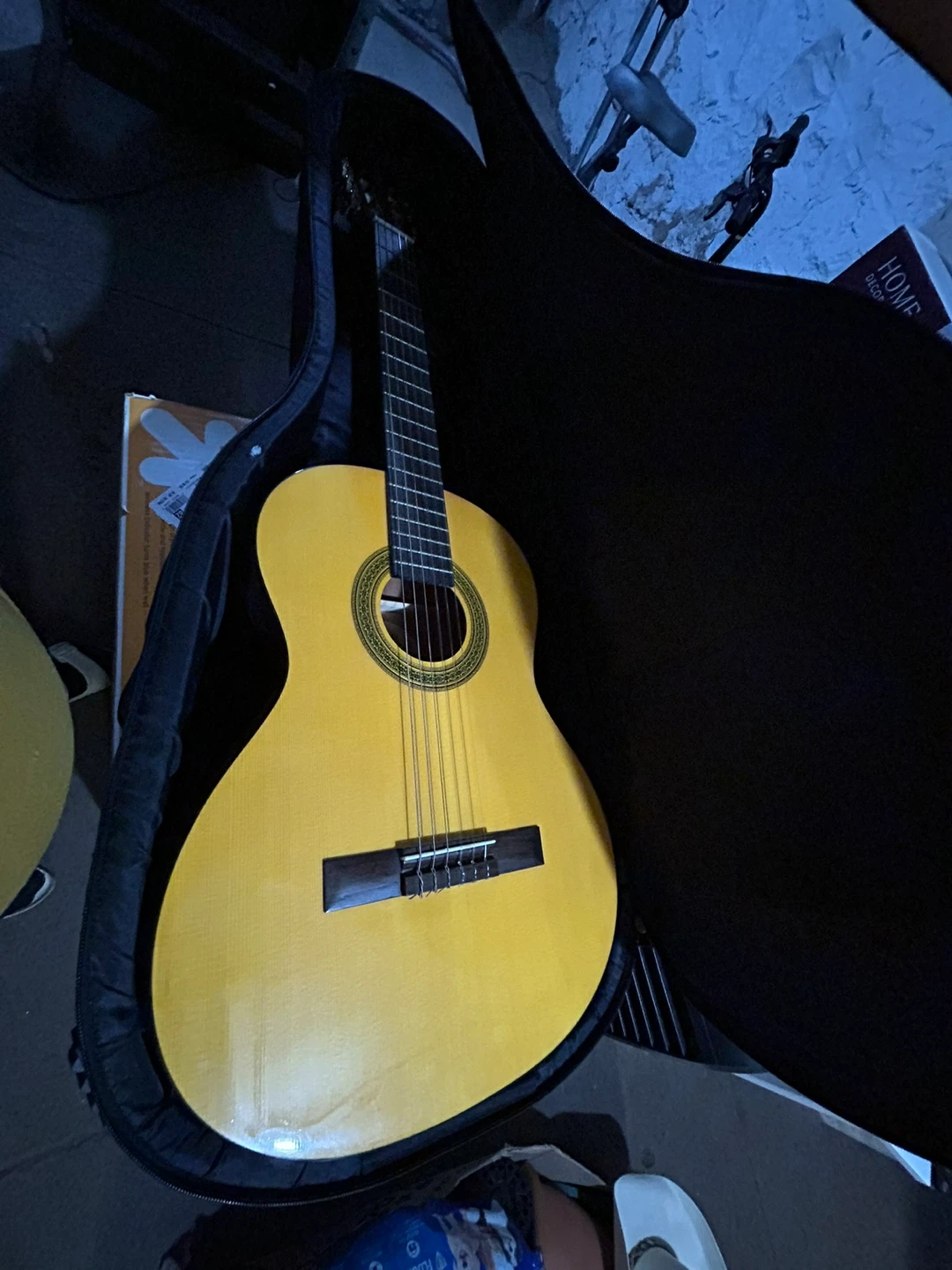 Yellow Acoustic Guitar in Gig Bag