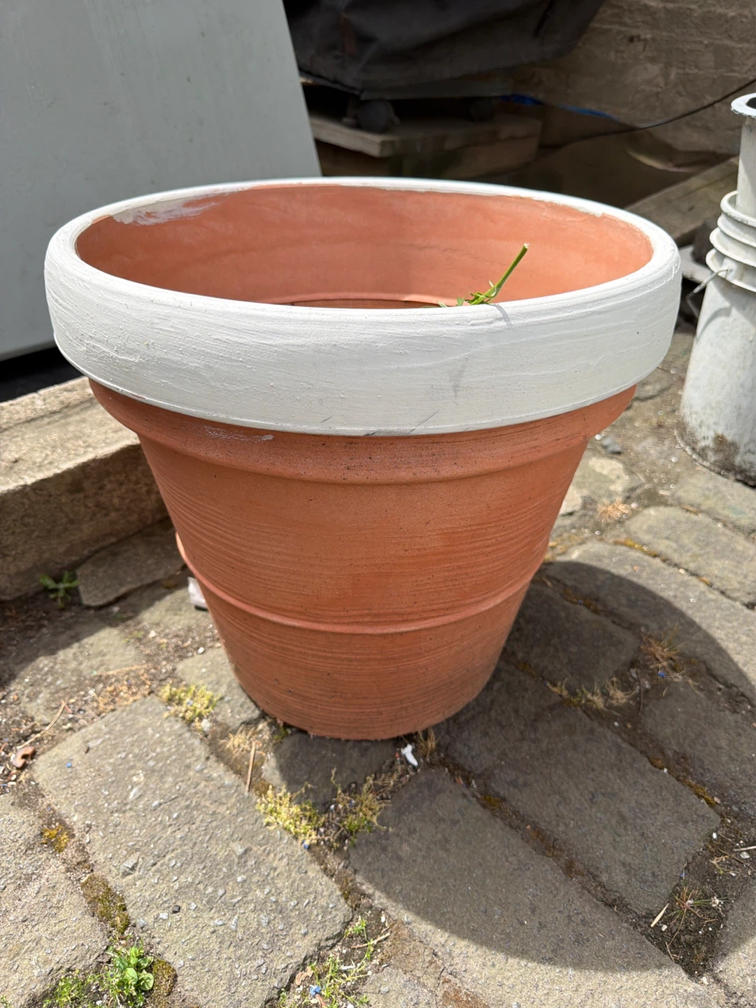 Plastic Terracotta Planter Pot with White Rim