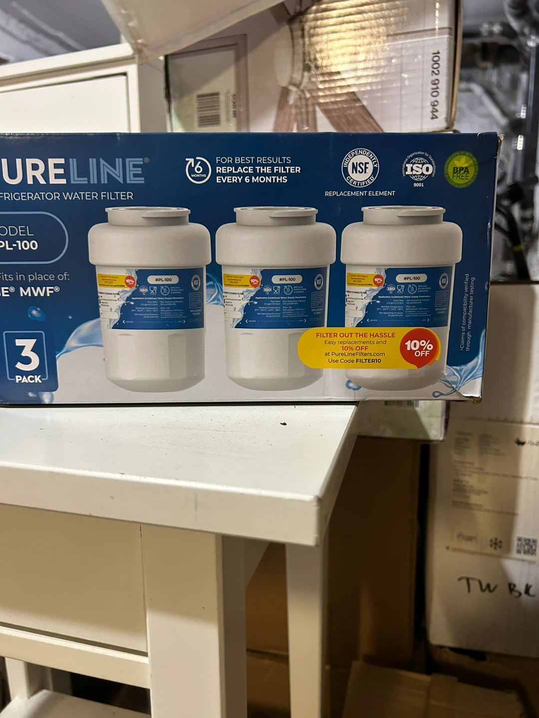 PureLine PL-100 Refrigerator Water Filter - 3 Pack