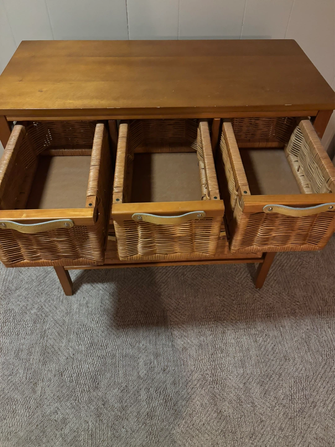 Wooden Chest of Drawers with Wicker Baskets - photo 3