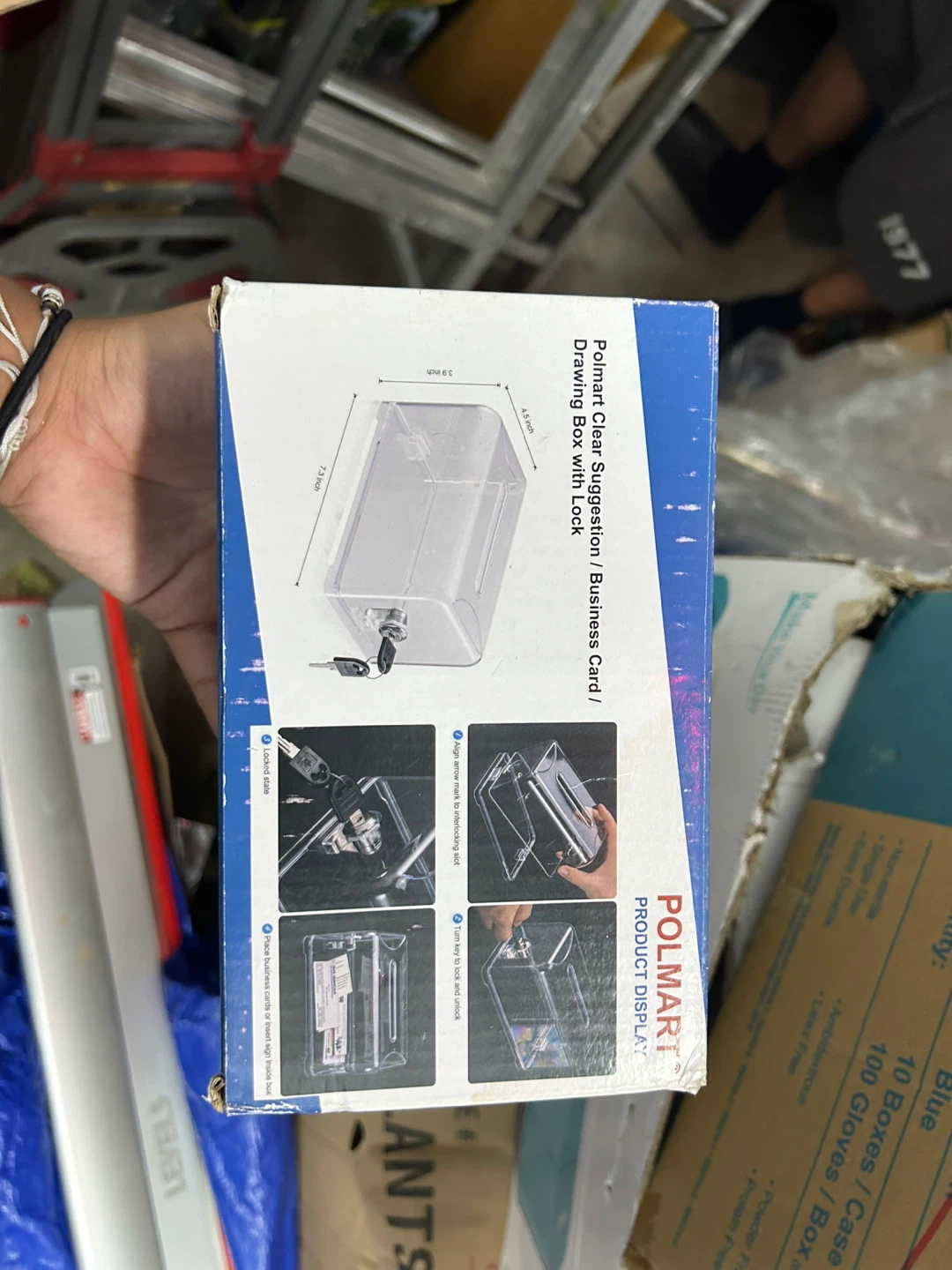 Polmart Clear Suggestion / Business Card Drawing Box with Lock