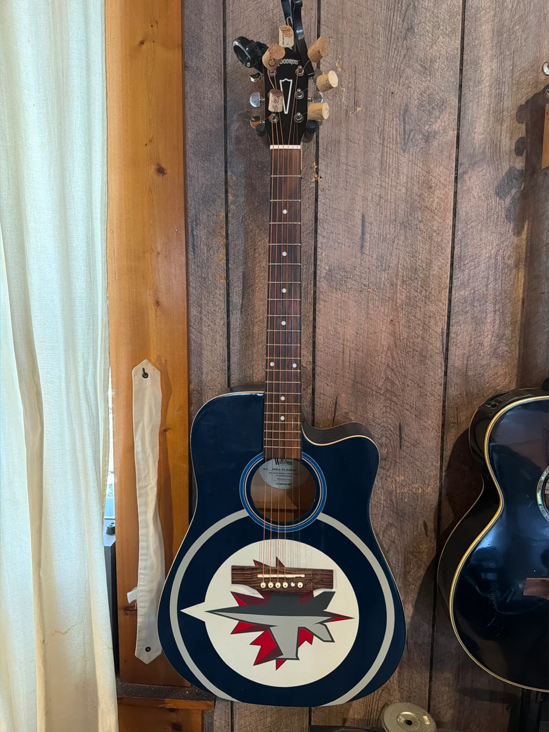 JDRUM Acoustic Guitar - Winnipeg Jets Logo