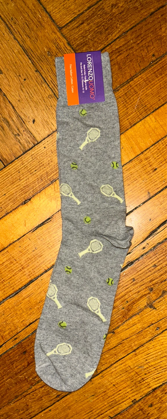 Lorenzo Uomo Men's Tennis Pattern Socks NEW SZ 10-13 ⚽️