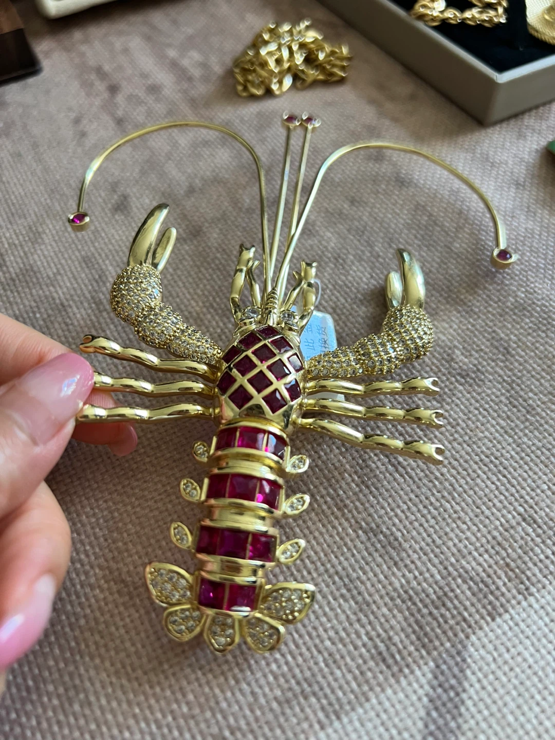 Gold Lobster Brooch with Rubies and Diamonds - photo 2