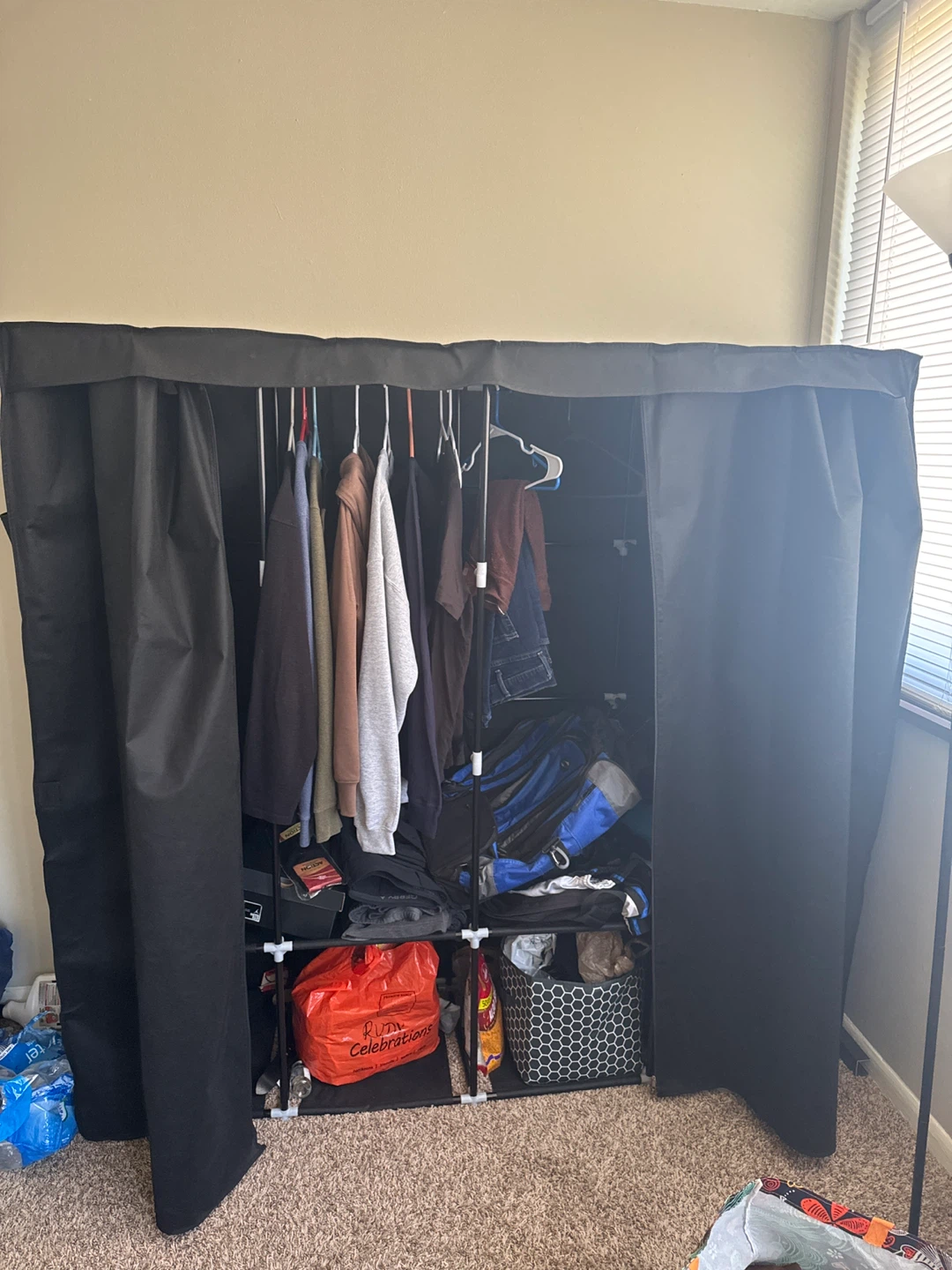 Black Portable Wardrobe Clothes Organizer