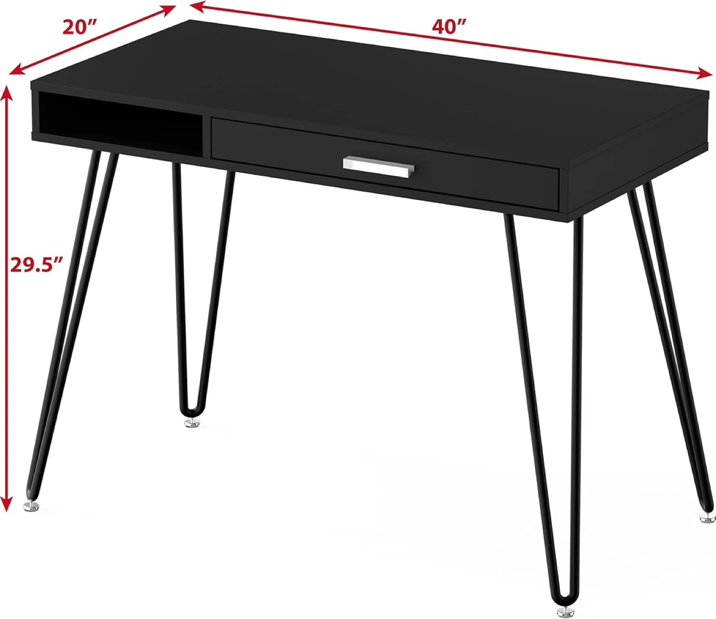 Black Writing Desk with Drawer and Shelf - photo 2