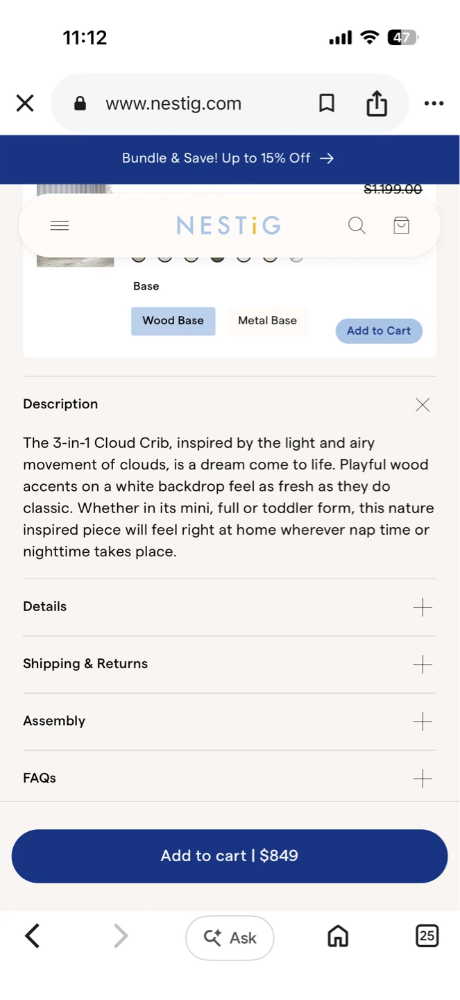 Nestig Cloud Crib - photo 5