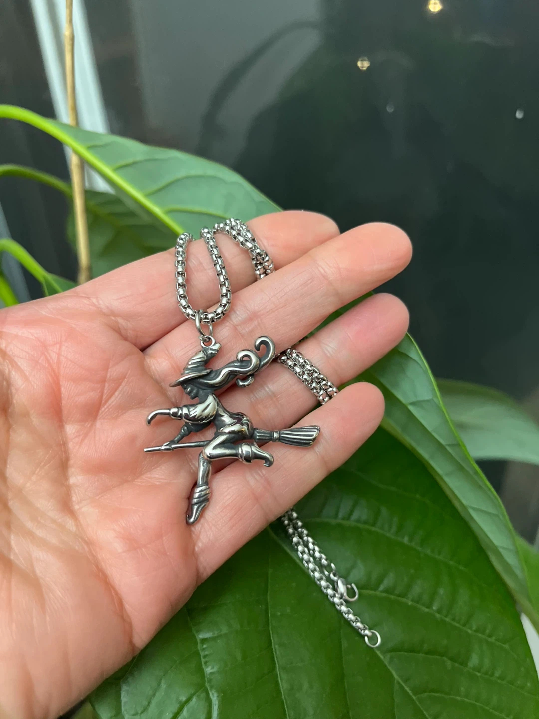 Witch on Broom Pendant Necklace - photo 2