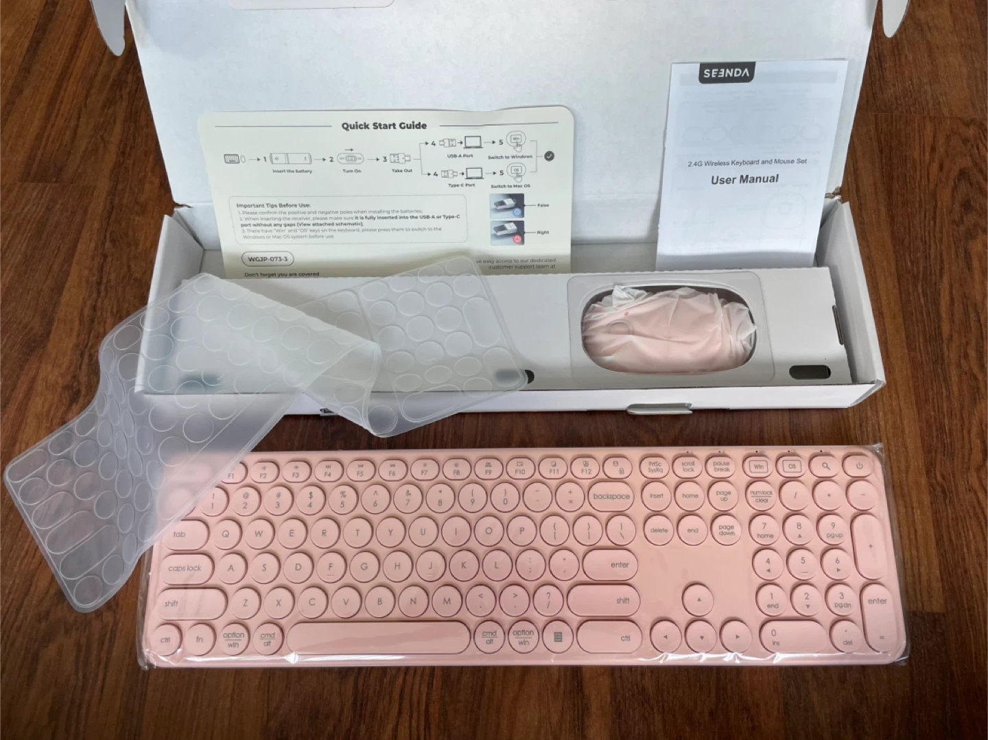 ⚽ NIB Pink SEENDA Wireless Mechanical Keyboard & Mouse Set - photo 4