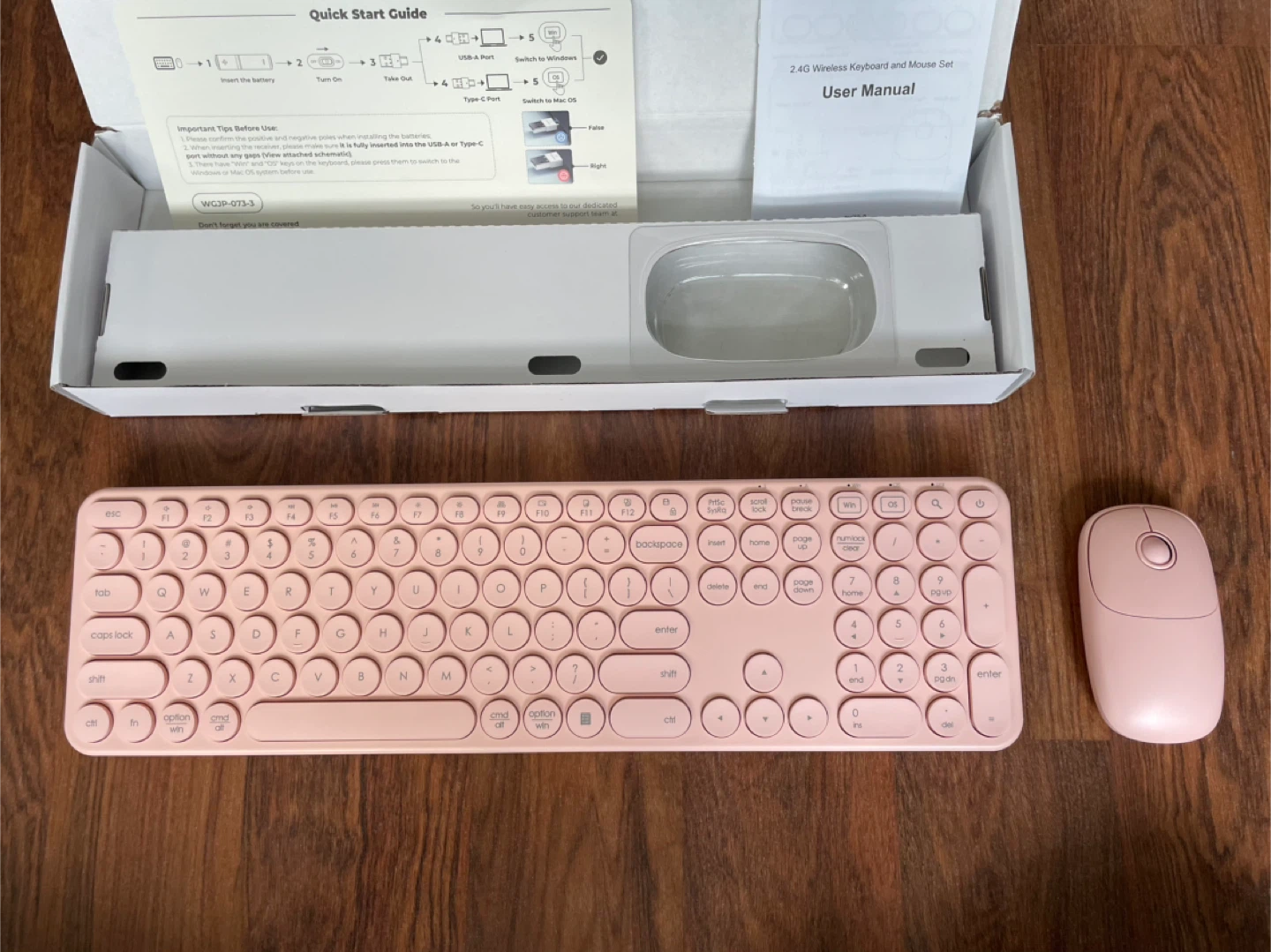 ⚽ NIB Pink SEENDA Wireless Mechanical Keyboard & Mouse Set - photo 3