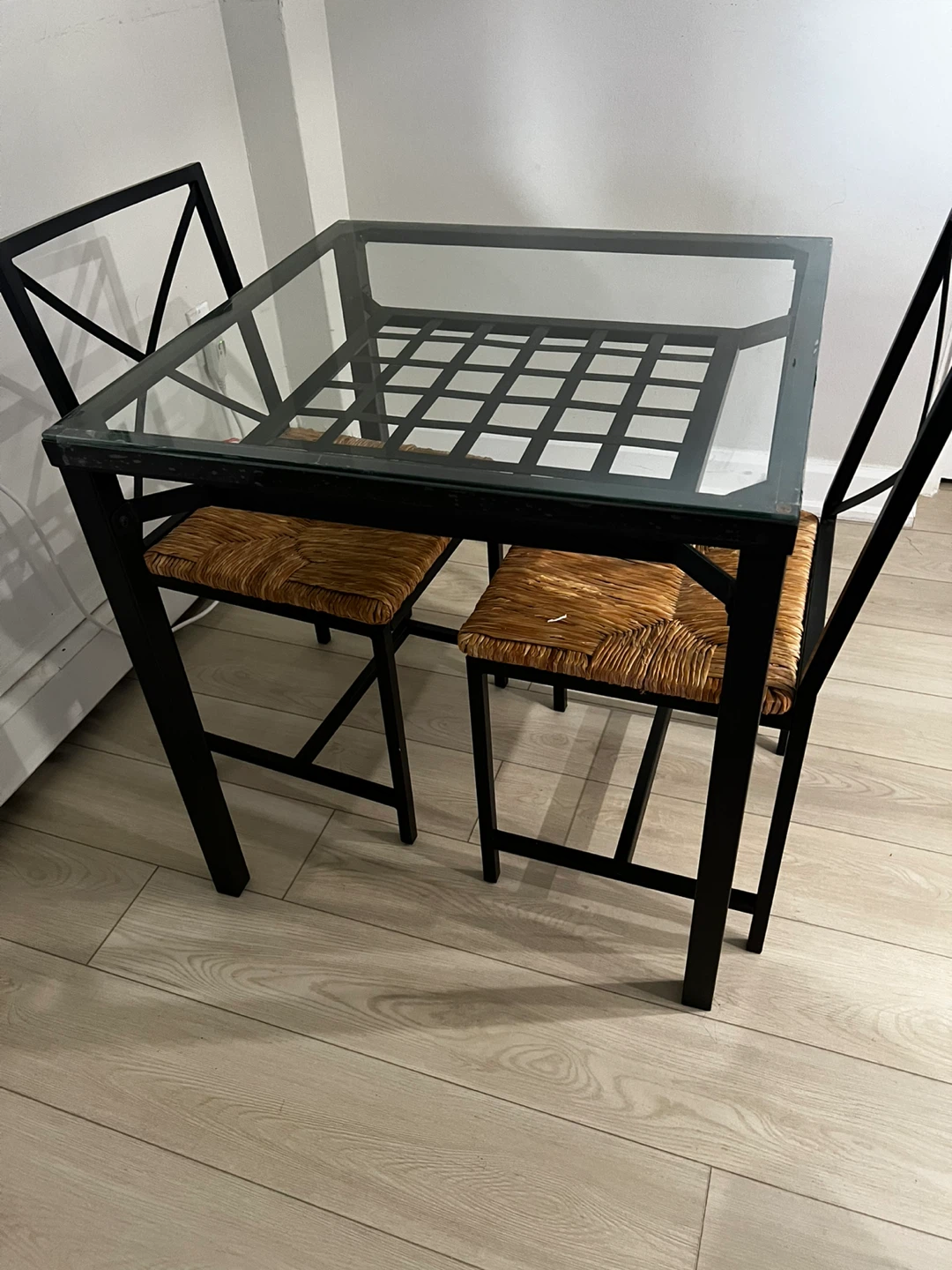 Glass Top Dining Set with 2 Chairs