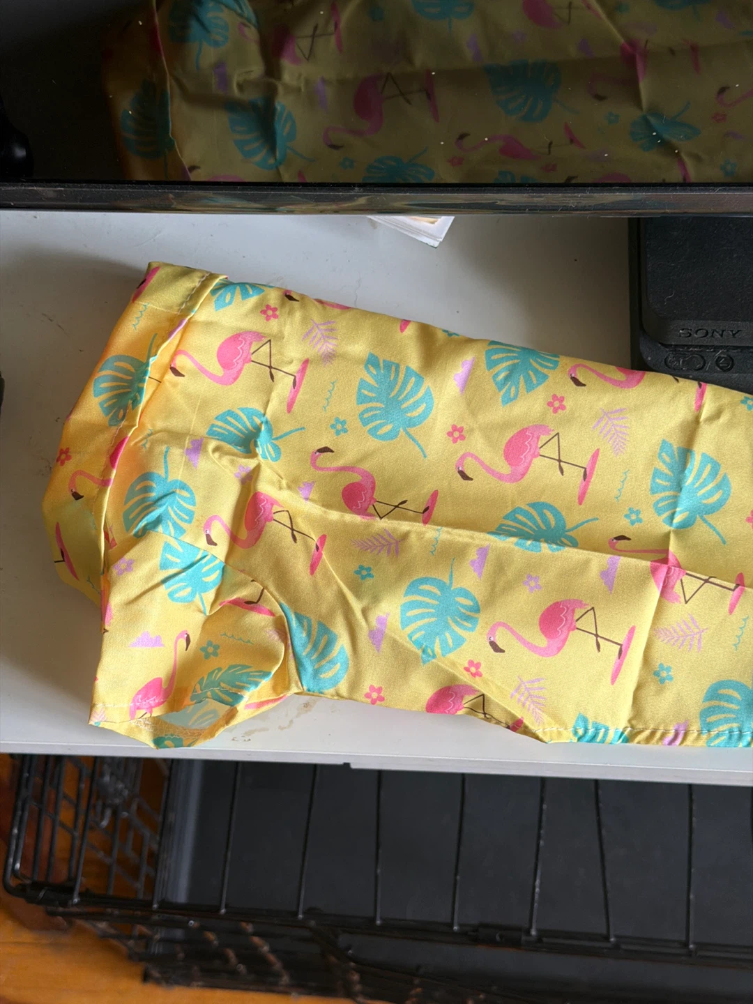 Yellow Flamingo Print dog shirt