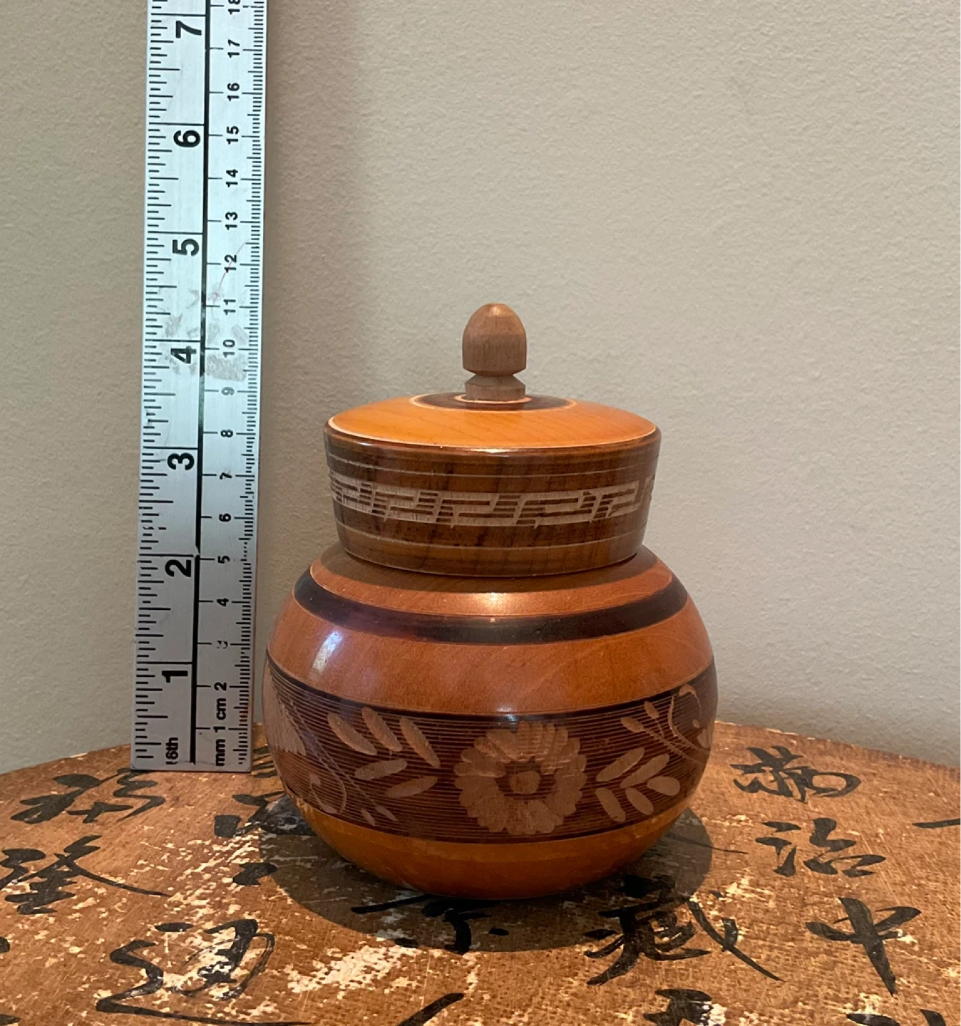 Vintage Handcrafted Wooden Jar from Cabo San Lucas, Mexico 1998 - photo 2