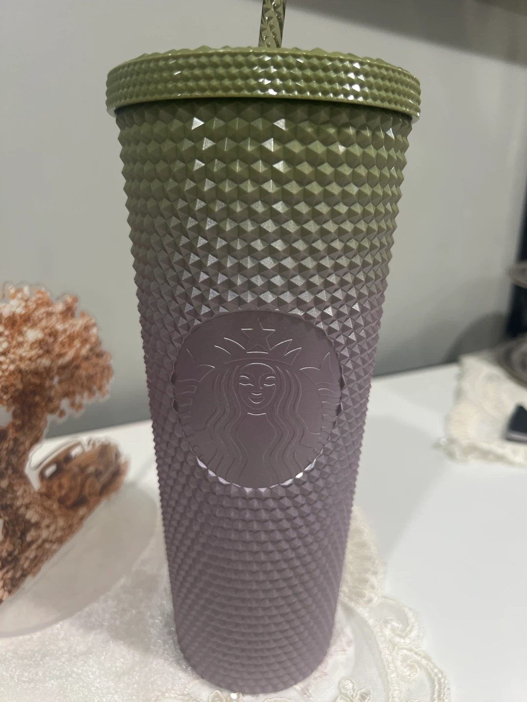⚽️Starbucks Tumbler 24 oz Studded Green Purple⚽️