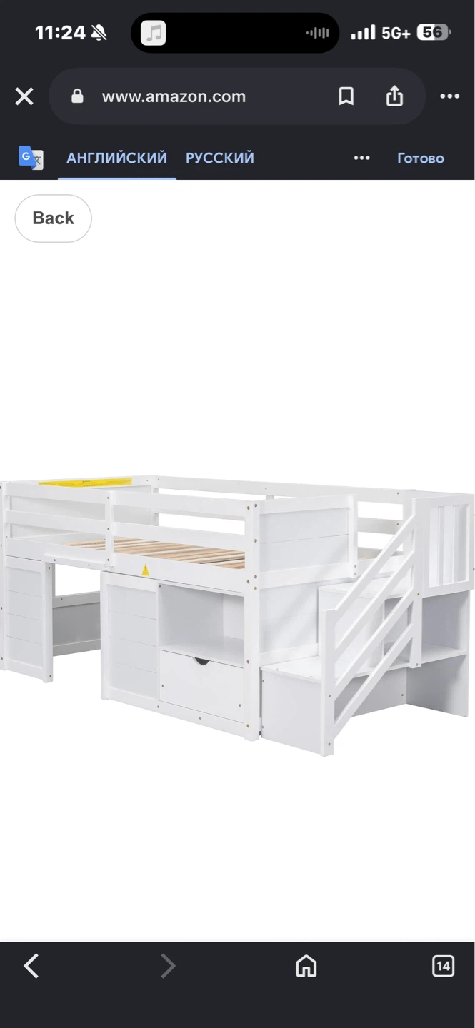 White Twin Loft Bed with Storage Stairs - photo 5