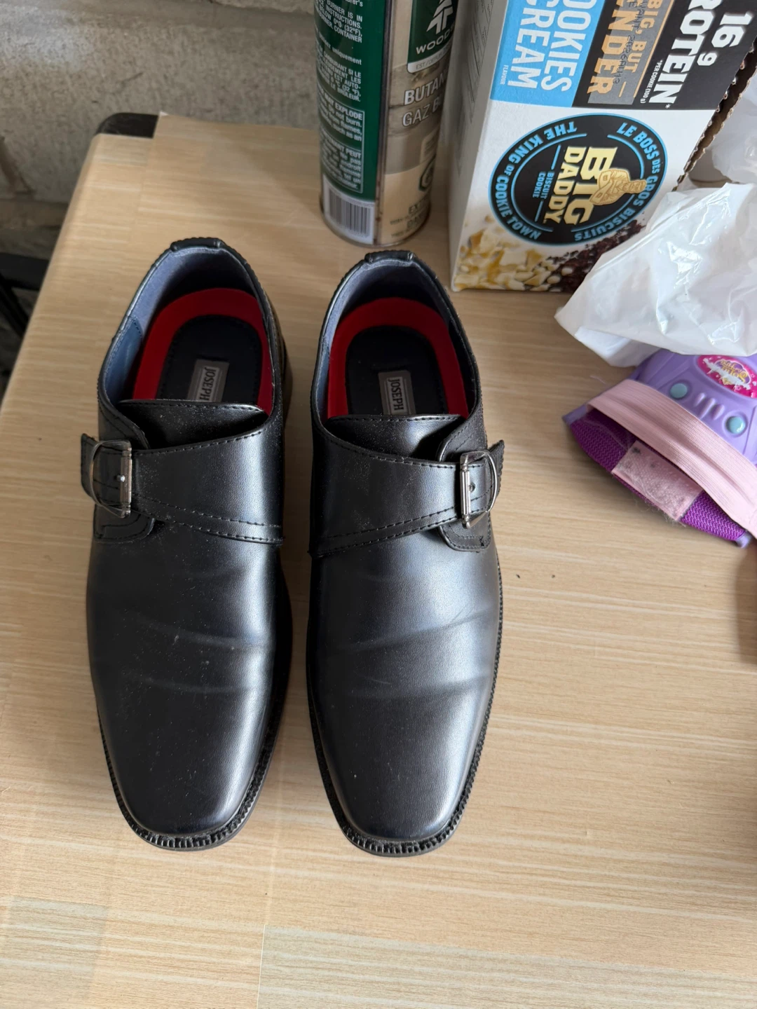 Kids Black Strap Dress Shoes