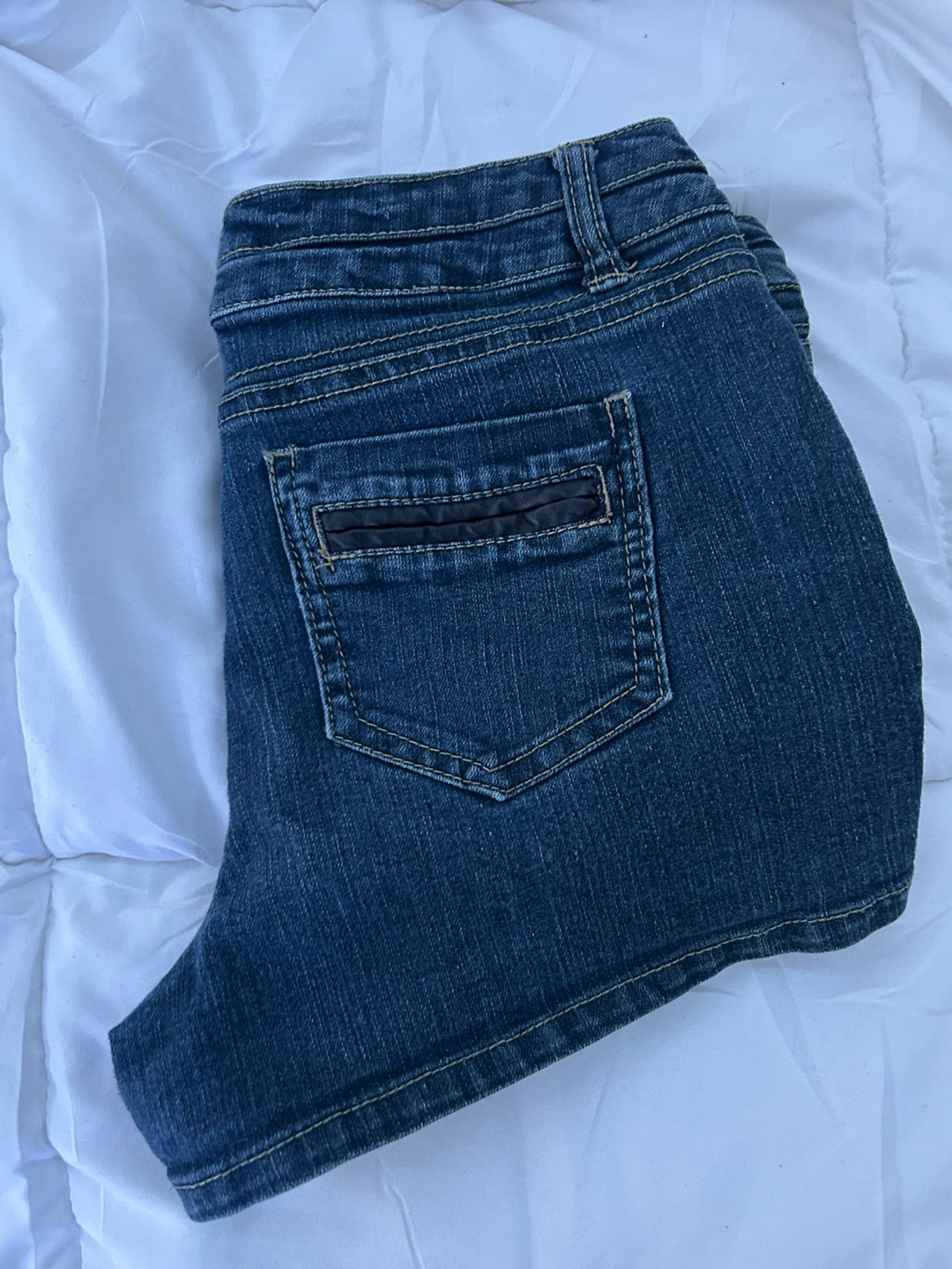 Liquid Blue Denim Shorts with Black Trim - photo 2