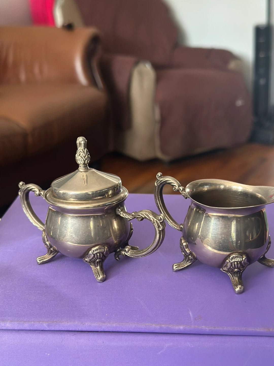 Silver Plated Teapot, Sugar Bowl, and Creamer Set - photo 4