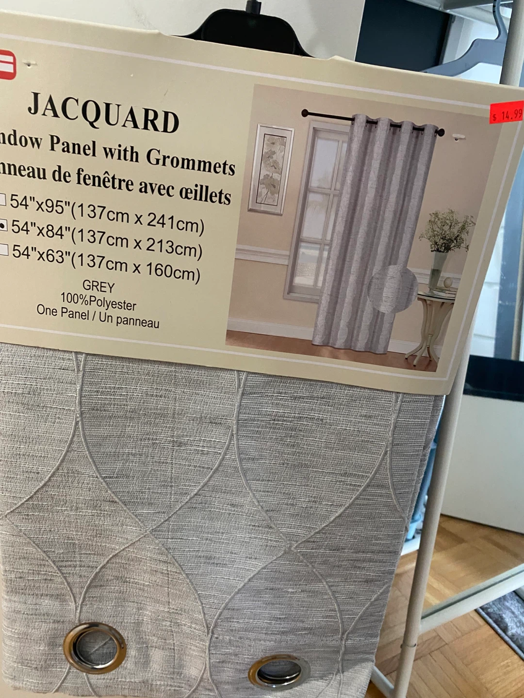 Jacquard Window Panel with Grommets Grey 54"x95"