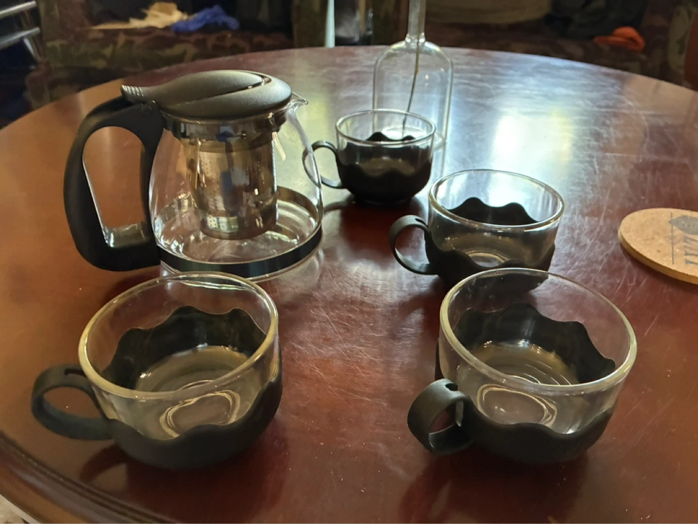 $6 new tea pot cups 5-piece borosilicate glass tea infuser set