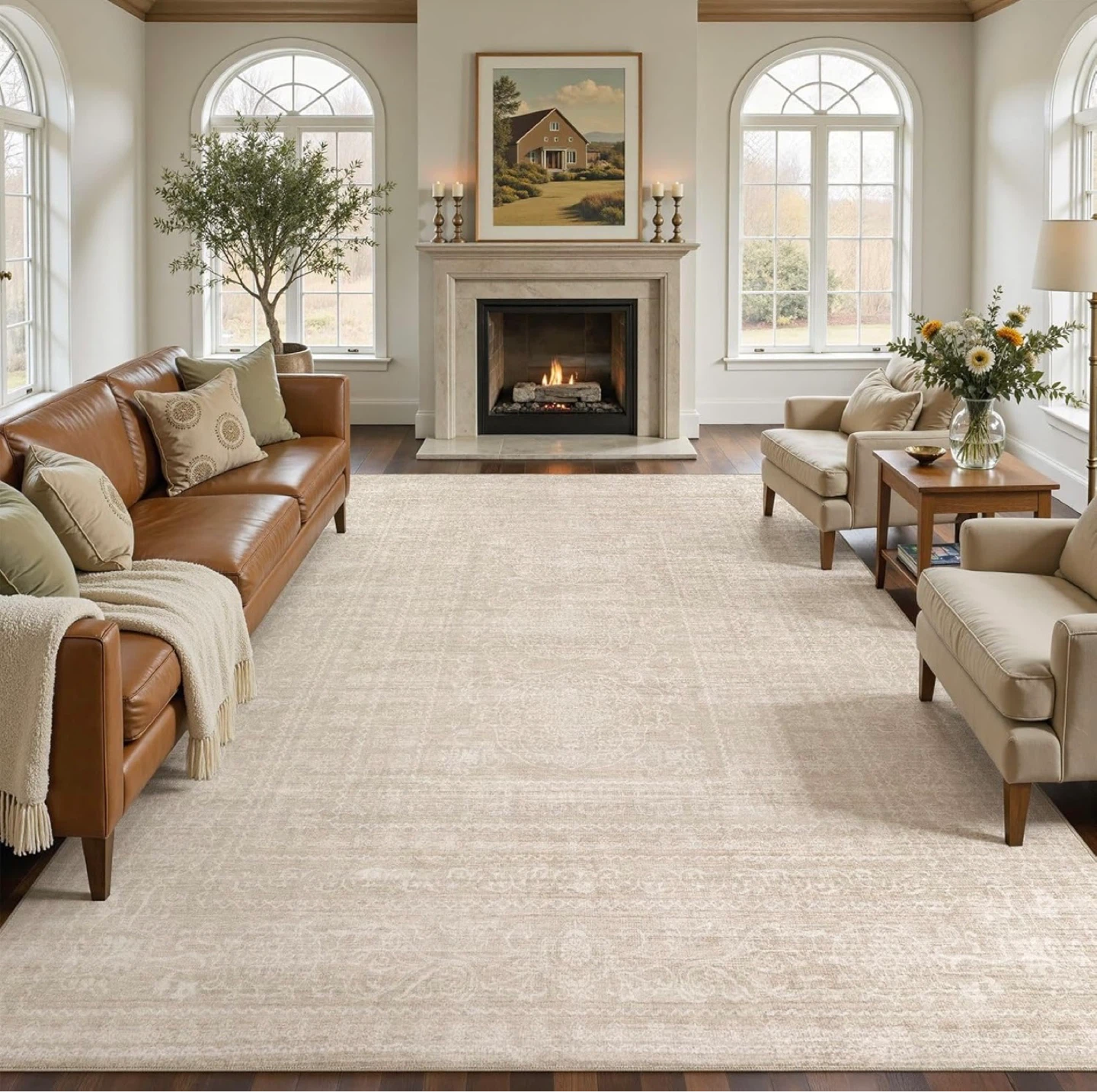 Classic Beige Area Rug 10x12