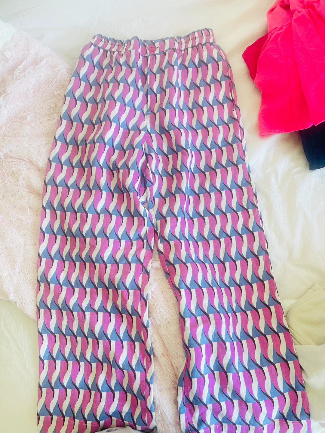 Girls Geometric Print Wide Leg Pants