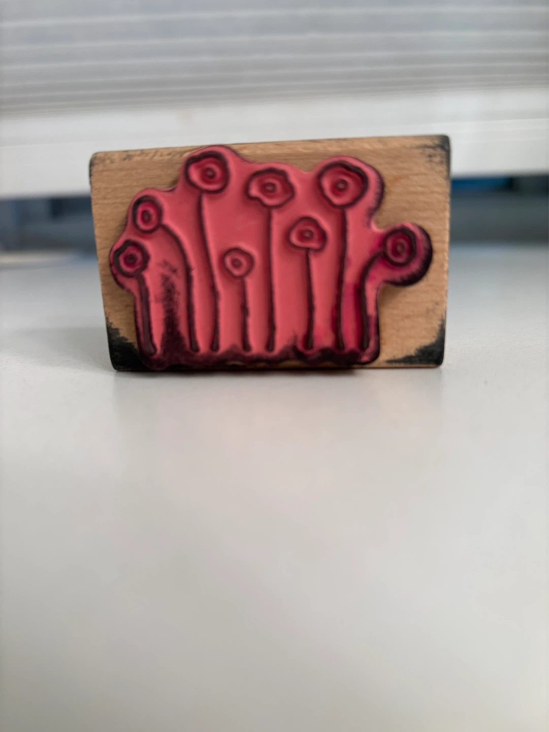 ⚽️Wood Mounted Rubber Stamp - Pink Poppies - photo 2