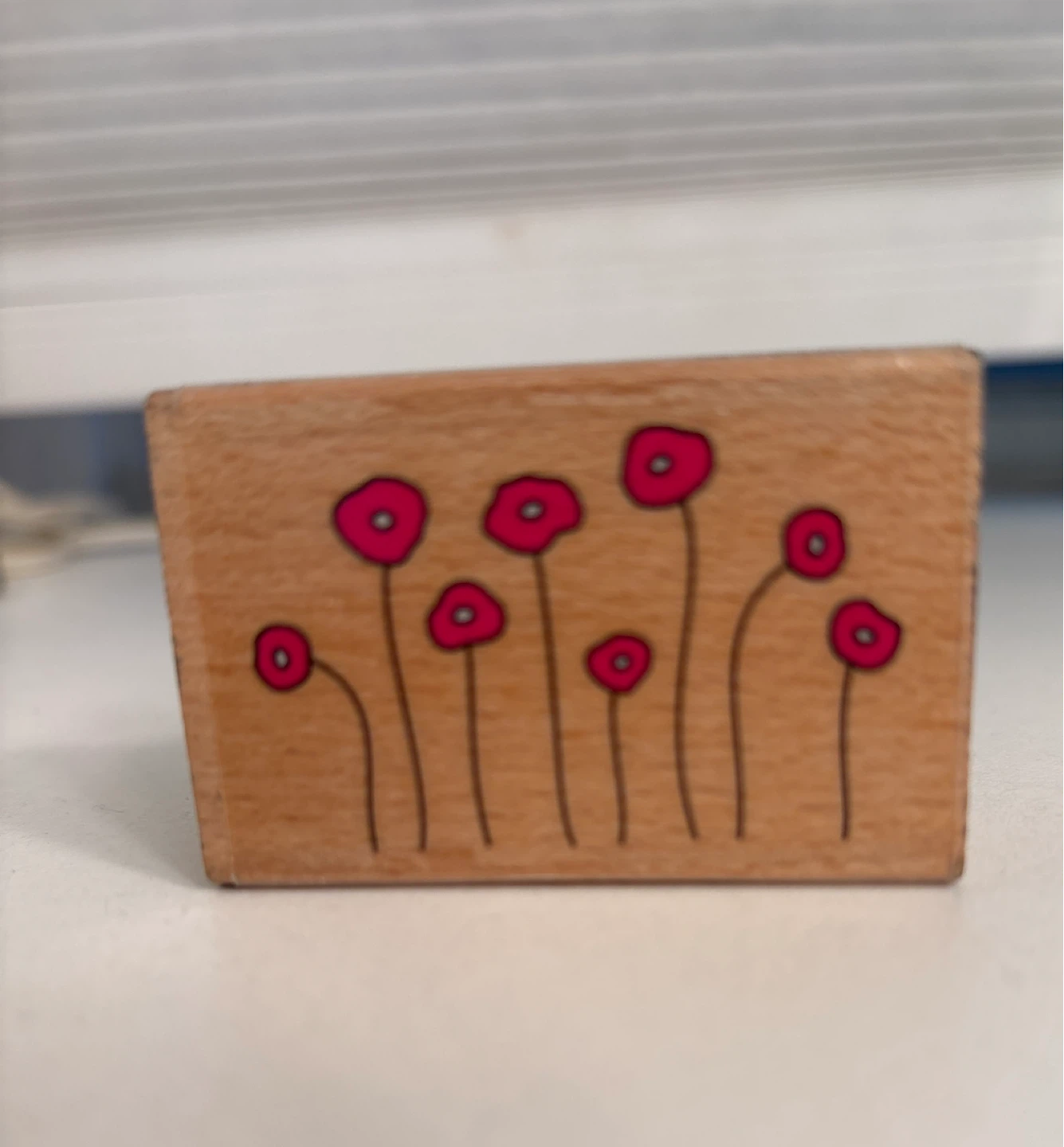 ⚽️Wood Mounted Rubber Stamp - Pink Poppies