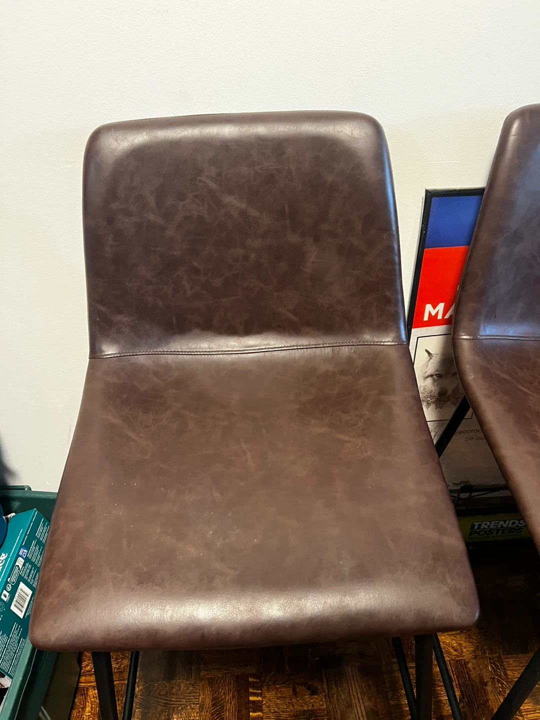 Brown Faux Leather Bar Stools (Set of 2) ⚽ - photo 2