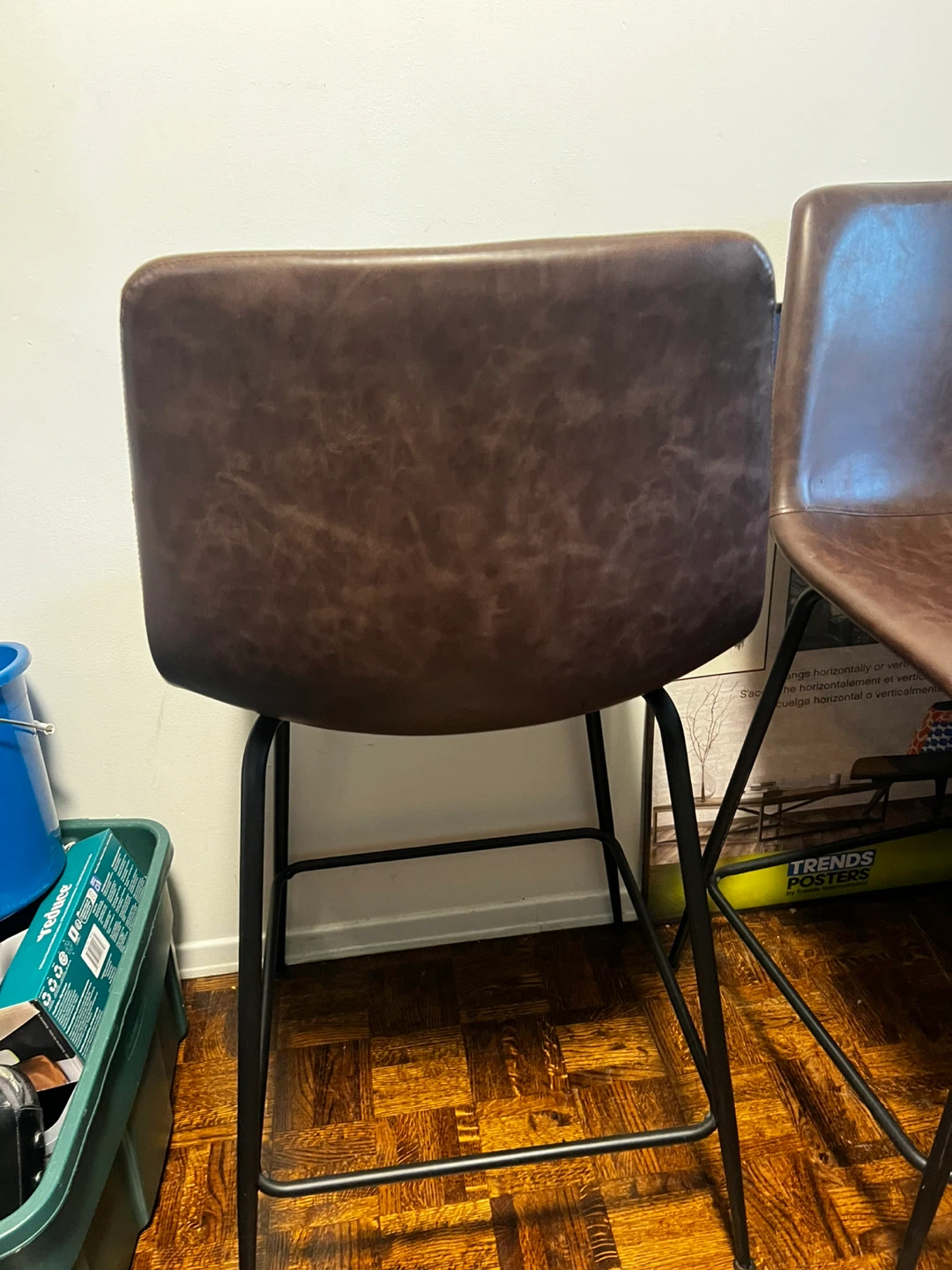 Brown Faux Leather Bar Stools (Set of 2) ⚽ - photo 5