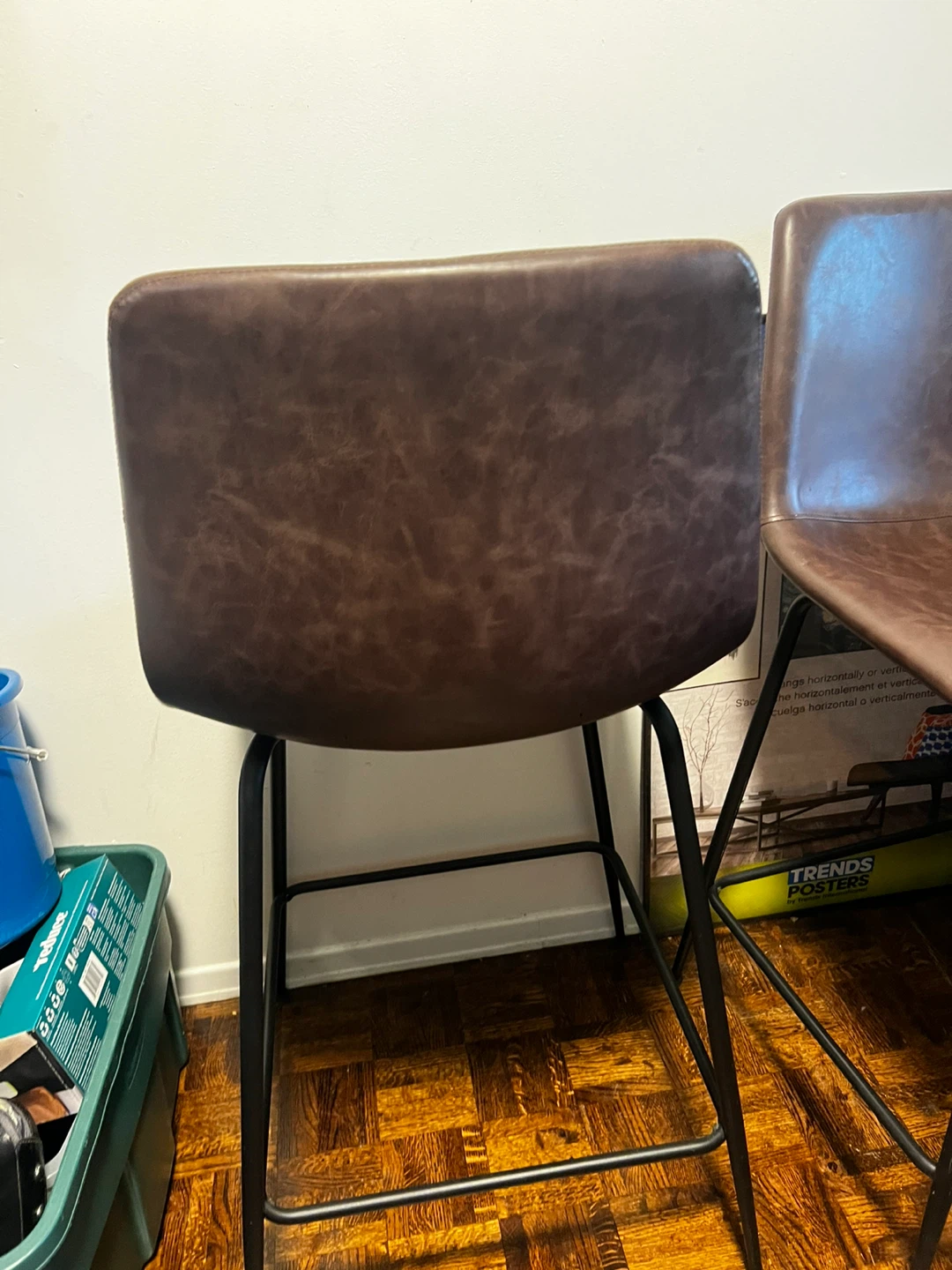 Brown Faux Leather Bar Stools (Set of 2) ⚽ - photo 4
