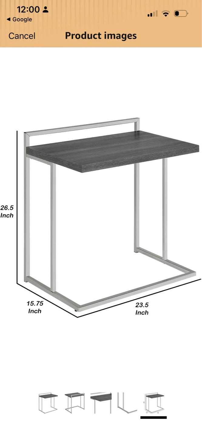 Dey 27 Inch C Shape Side End Table Weathered Gray - photo 5