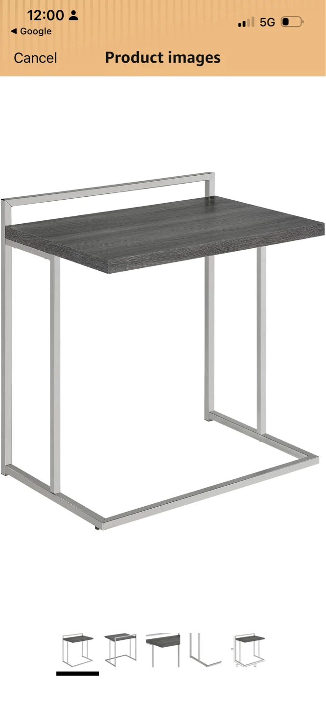 Dey 27 Inch C Shape Side End Table Weathered Gray