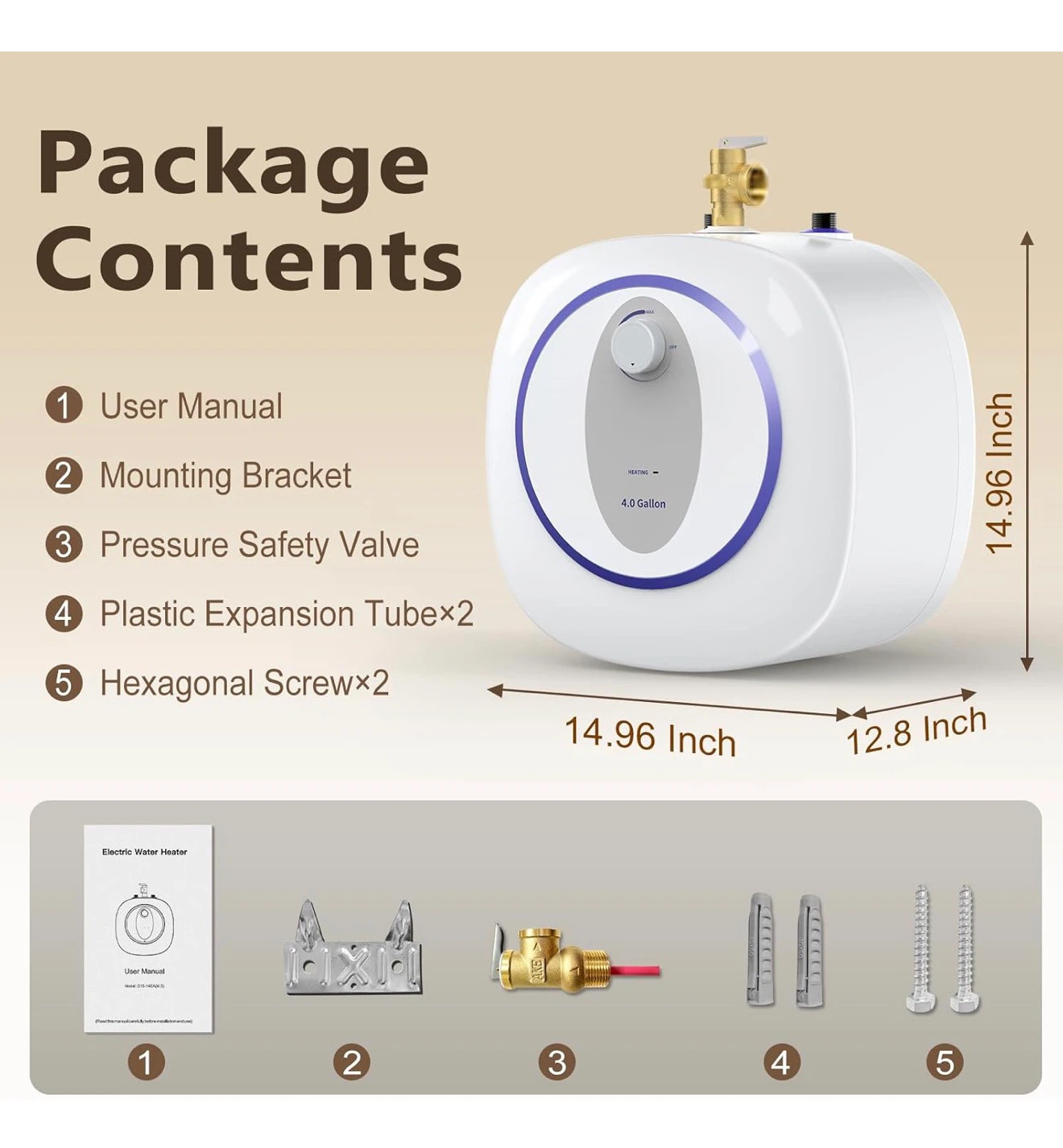 4 Gallon Electric Tank Water Heater 120V 1440W H4G - photo 2
