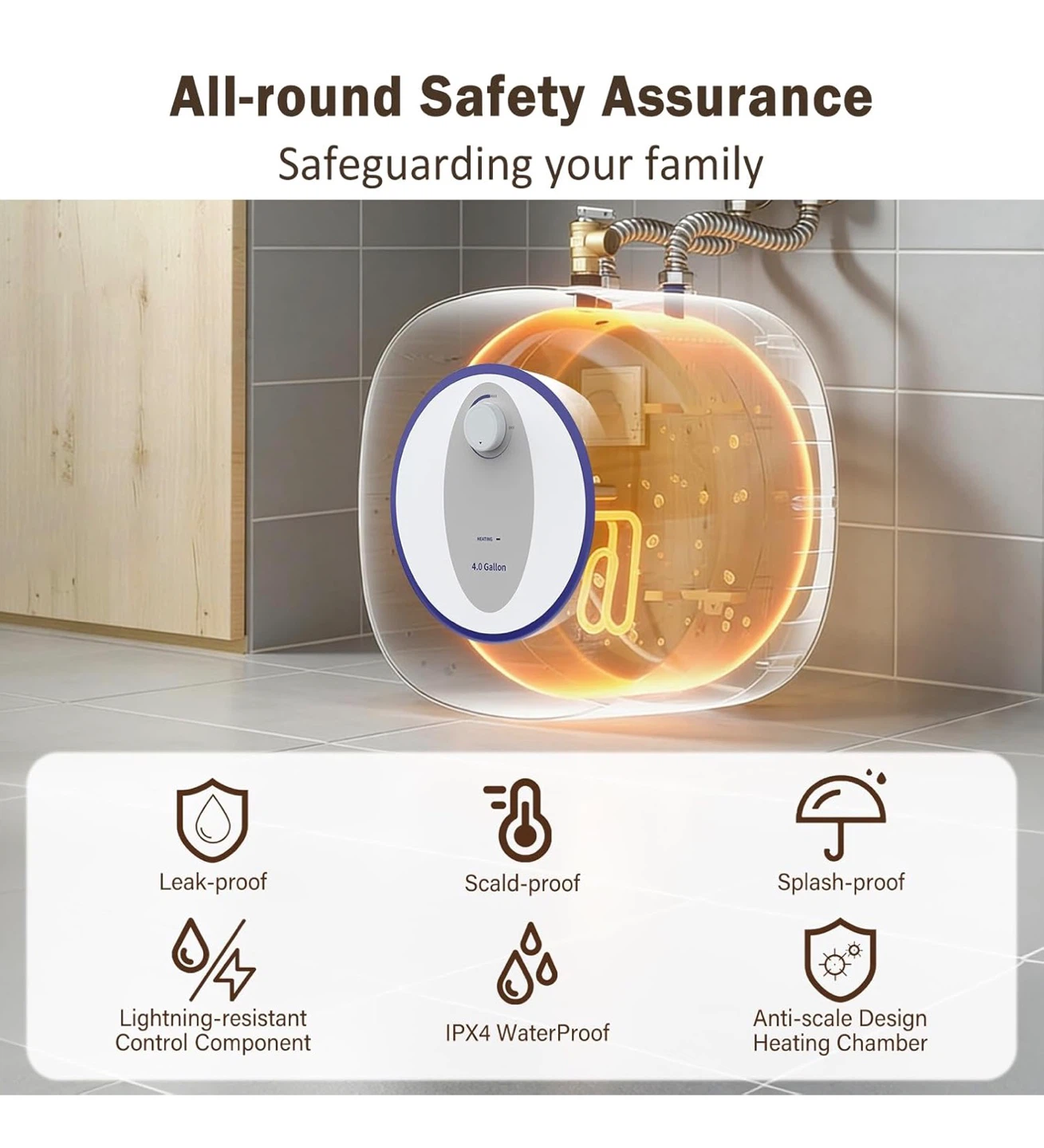 4 Gallon Electric Tank Water Heater 120V 1440W H4G - photo 5