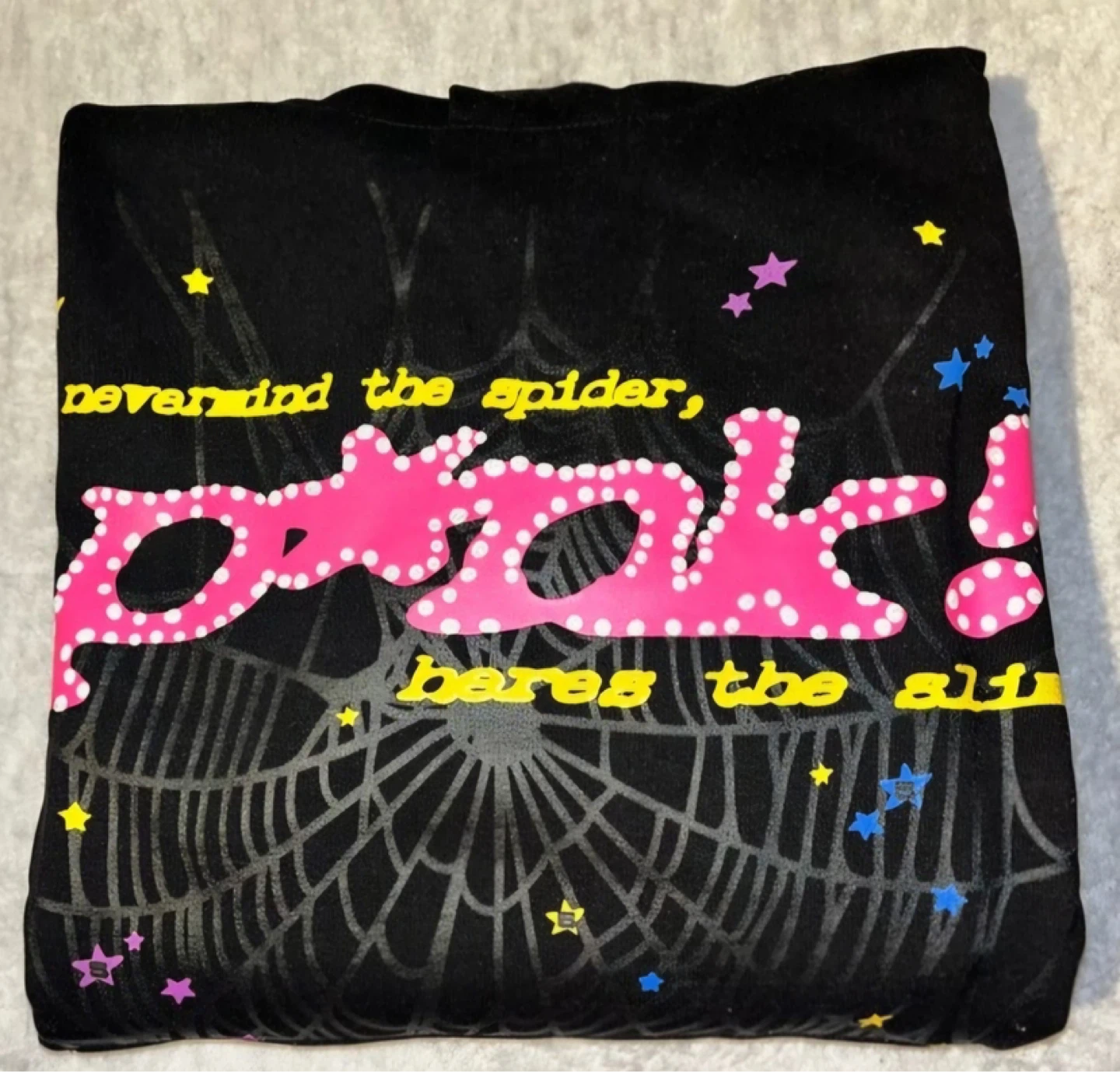 Black Hoodie with Pink Spiders Web Graphic - photo 4