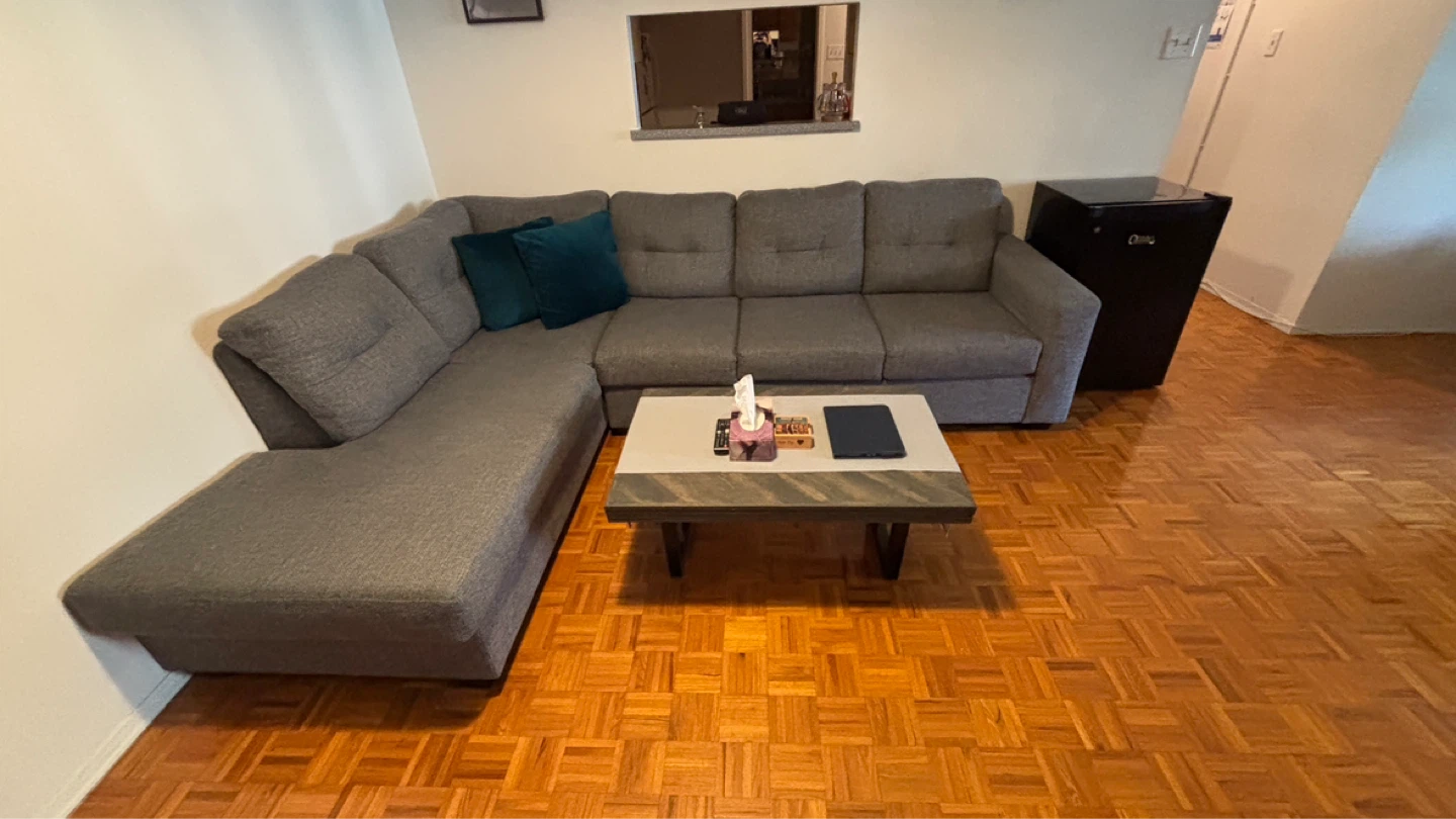 Gray Sectional Sofa with Chaise - photo 2