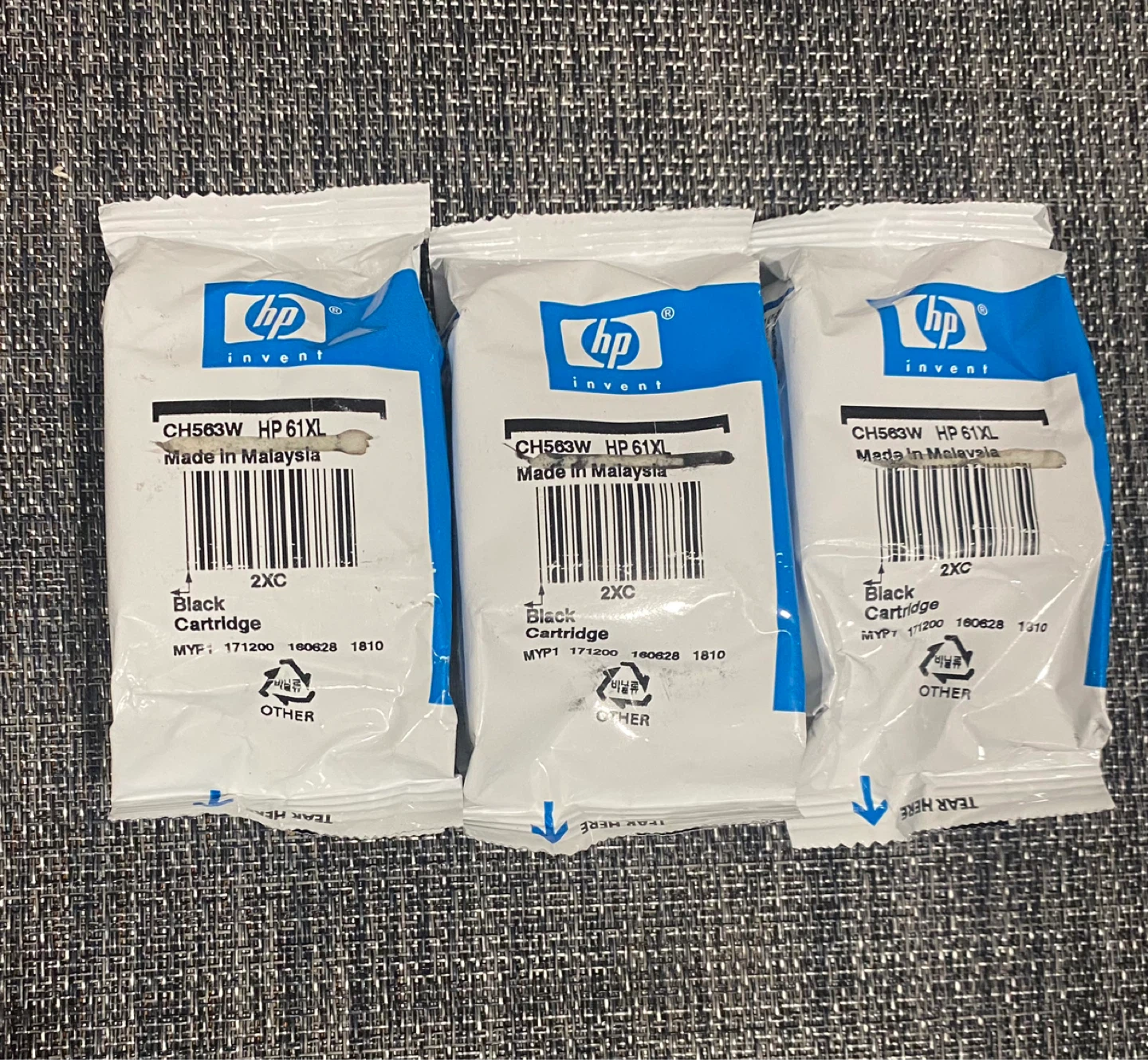 HP 61XL Black Ink Cartridges (3-Pack)
