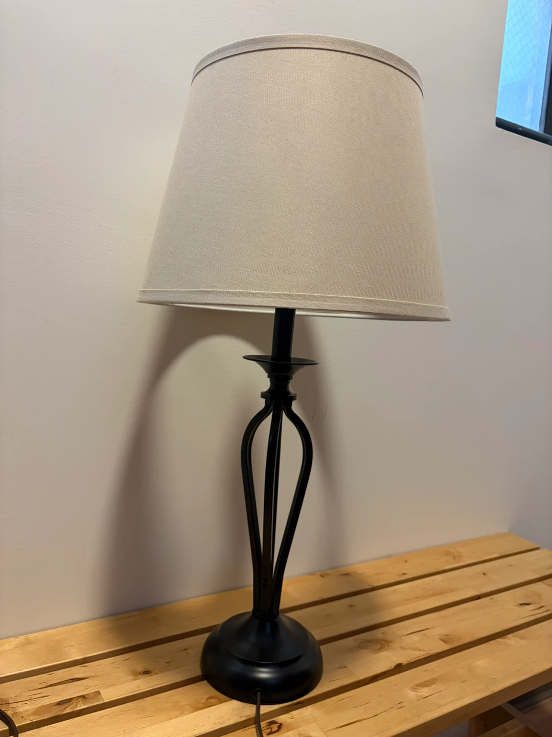 Black Table Lamp with Tan Shade - photo 3