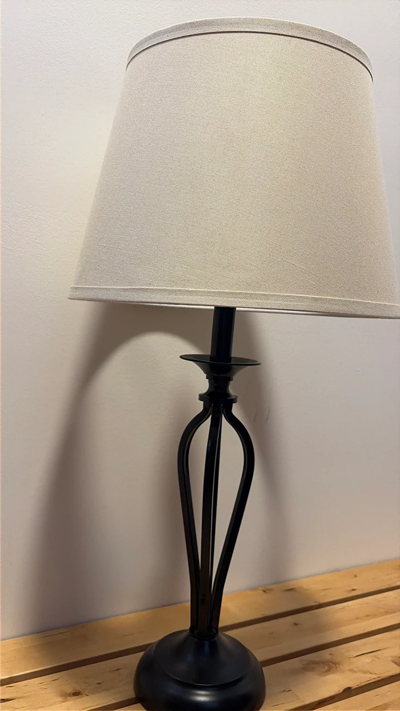 Black Table Lamp with Tan Shade - photo 4