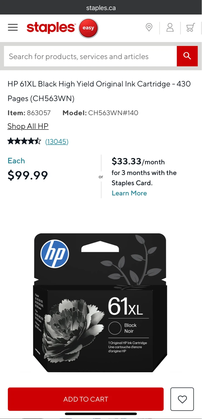 HP 61XL Black Ink Cartridges (3-Pack) - photo 2