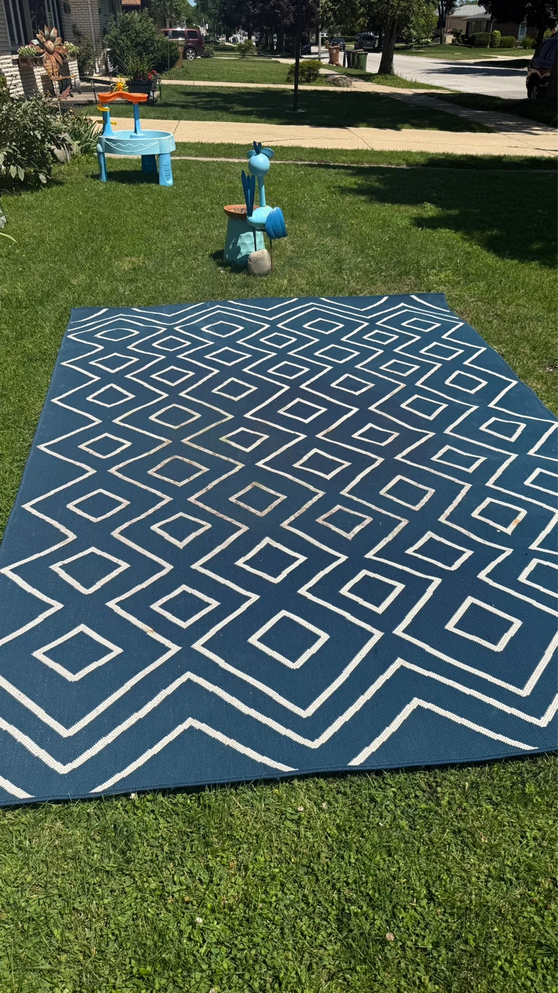 Large Blue Geometric Area Rug