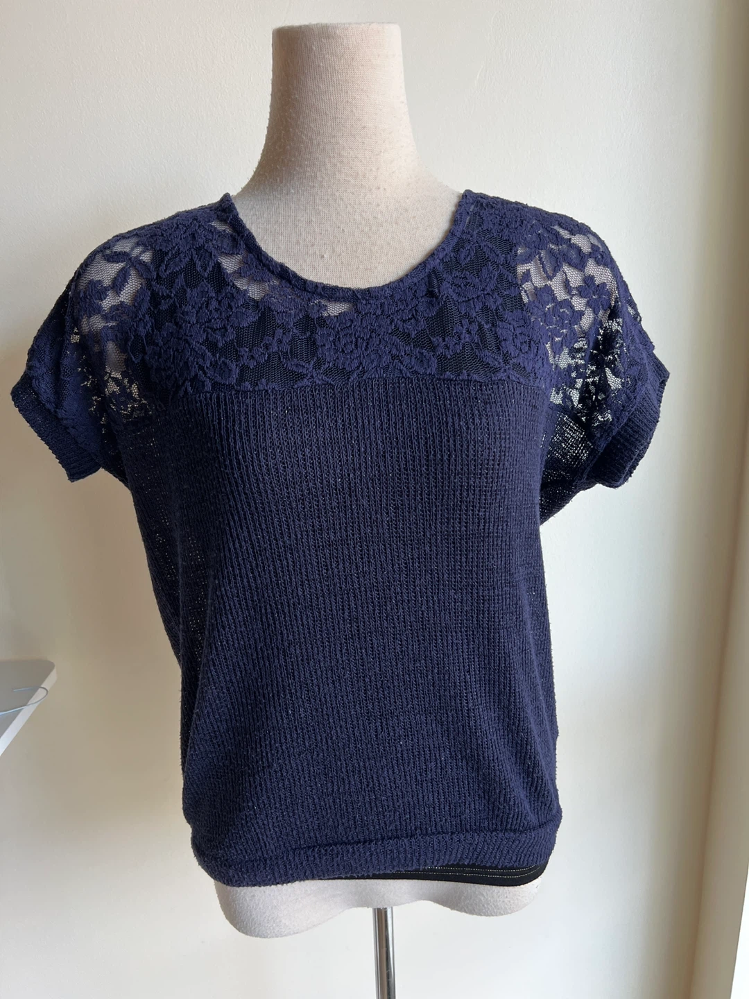 Women's Navy Lace Top with Black Tank
