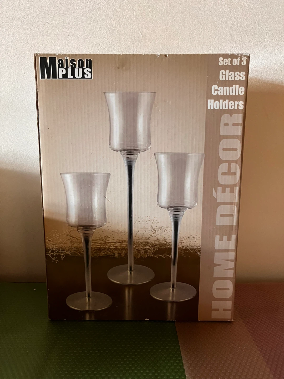 NEW 3 Glass Candle Holders